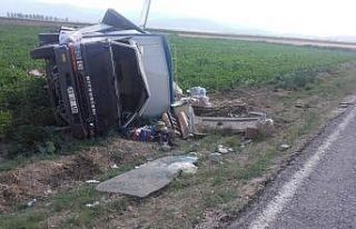 Kontrolden çıkan kamyonet şarampole devrildi, 3...