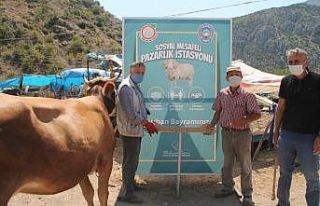 Sosyal mesafeli pazarlık istasyonu