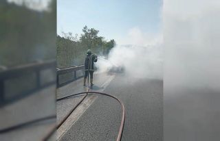 TEM’de otomobil alev alev yandı