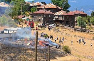 Anız yangını 2 katlı evi kül etti