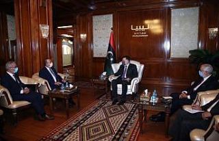 Bakan Çavuşoğlu Libya UMH Başkanı Serrac ile...