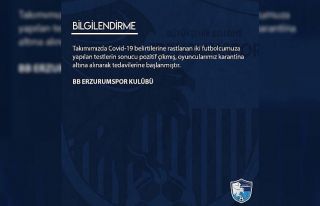 BB Erzurumspor’da iki futbolcunun korona virüs...