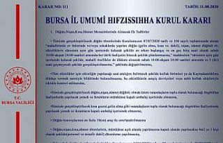 Bursa Valiliği, alınan yeni İl Hıfzıssıhha Kurul...