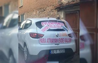 Gelin arabasında yazan not görenleri güldürdü