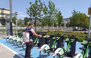 KOBİS bisikletleri dezenfekte ediliyor