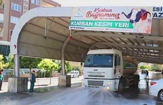 Kurban kesim sonrası dezenfekte çalışması