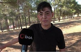 Yangını fark edip ihbar etti, ekiplerle birlikte...