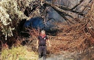 Yeşilhisar’da çıkan yangında ağaçlar kül...