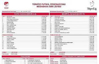 Başakşehir maçında Başakşehir listede yok!