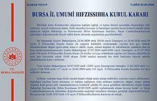 Bursa Valiliği’nden İl Hıfzıssıhha Kurulu kararı...