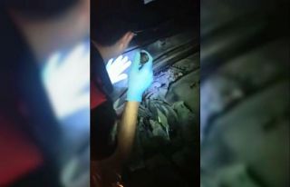 Durdurulan aracın motor bölümünden silahlar ve...