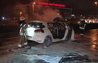 E5’te makas atarak kaza yapan otomobil alev alev...