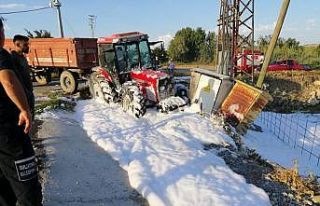 Elektrik trafosuna çarpan traktör alev aldı: 1...