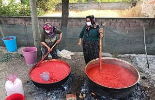 İki kardeşin yoğun ’salça’ mesaisi: Kilosu...