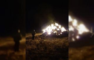 Kars’ta 7 ton ot yanarak kül oldu