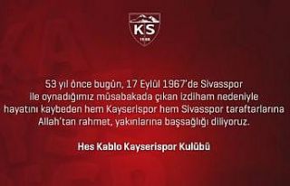 Kayserispor başsağlığı mesajı yayınladı