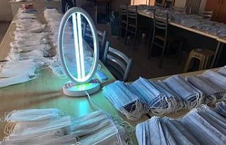 Maskeler ultraviyole ışınları ile sterilize ediliyor