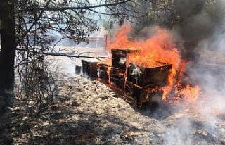 Menteşe’de çıkan yangında arı kovanları küle...