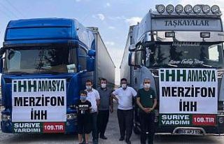 Merzifon’dan İdlib’e 3 tır insani yardım malzemesi