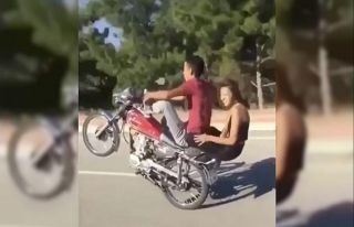 Motosiklet üzerinde ’pes’ dedirten görüntüler...