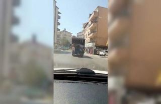 (Özel) Kamyonetin kasasında tehlikeli yolculuk kamerada