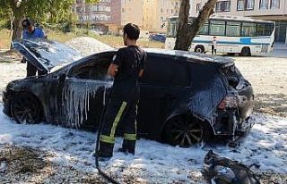 Park halindeki lüks otomobil yandı