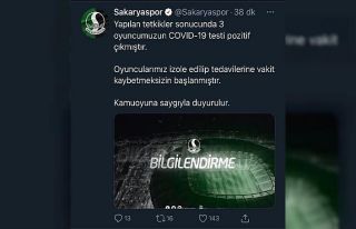 Sakaryaspor’da 3 futbolcunun korona testi pozitif...