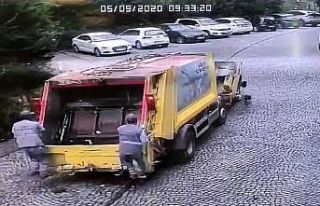 Sarıyer’de çöp kamyonu dehşetinin görüntüleri...
