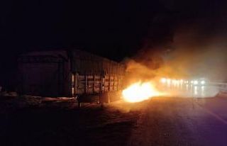 Seyir halindeki tırın lastikleri alev alev yandı