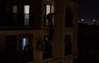 Sinir krizi geçirerek 5. kattan atlamaya kalkan kadını...