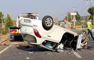 Takla atan araçtan burnu bile kanamadan kurtuldu