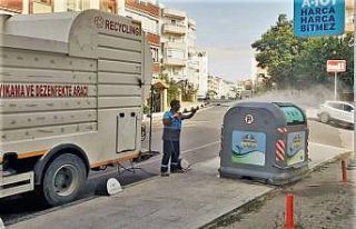 Tekirdağ’da konteynerler dezenfekte ediliyor