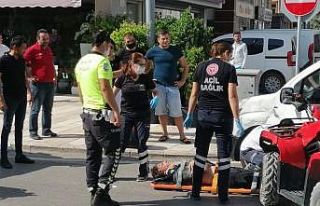 Ticari araca çarpan ATV sürücüsü ölümden döndü