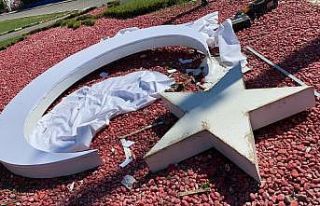 Türk Bayraklı Peyzaj düzenlemesine çirkin saldırı