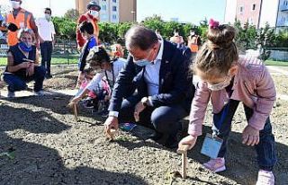 Başkan Çalık, çocuklarla kışlık fide dikti