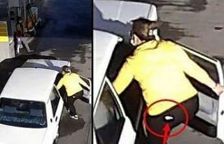 Benzin alan araçtan telefonu çaldı