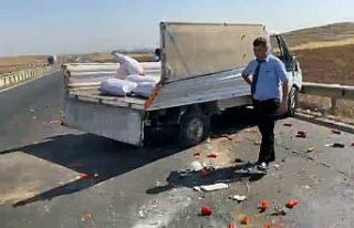 Biber yüklü kamyonet takla attı: 3 yaralı