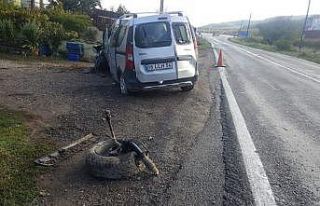 Bilecik’te hafif ticari araç yol kenarındaki elektrik...