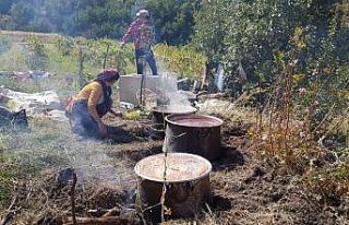 Çukurca’da doğal üzüm pekmezinin yapılmasına...