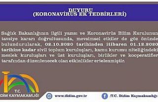 Didim’de tüm etkinlikler ertelendi