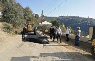 Düzce’de köylerde yapılan asfalt çalışmalarında...