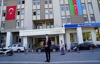 Erbaa, Azerbaycan bayrakları ile süslendi