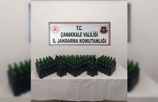 Gökçeada’da 105 litre kaçak içki ele geçirildi