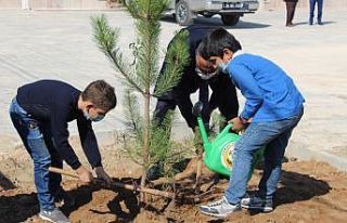 İlk günün anısına yüzlerce fidan toprakla buluştu