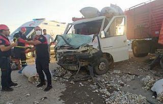 Kamyon ile minibüs çarpıştı: 2 yaralı