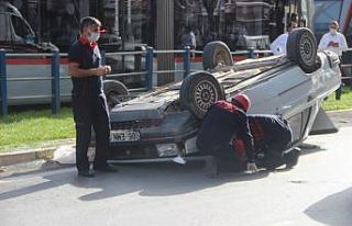 Kayseri’de takla atan otomobilde şans eseri yaralanan...