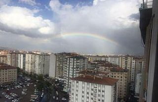 Kayseri’de yağmur sonrasında gökkuşağı oluştu