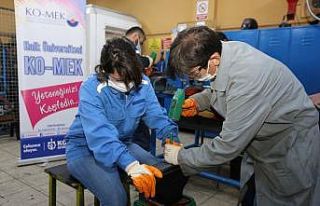 Komek ile kadınlarda kaynakçılık kursunda