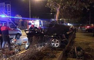 Kontrolden çıkan otomobil ağaca çarparak durabildi:...