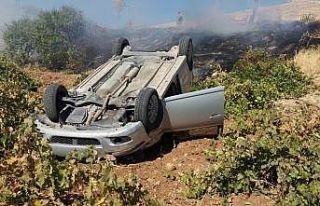 Mardin’de otomobil yüksek gerilim hattı direğine...